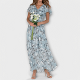 Jasmina | Robe longue en chiffon fleuri