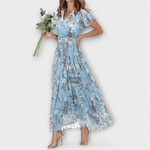 Jasmina | Robe longue en chiffon fleuri