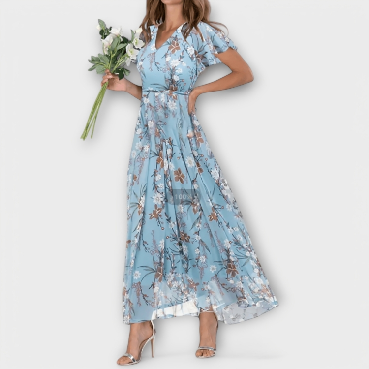 Jasmina | Robe longue en chiffon fleuri