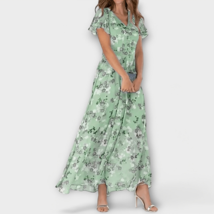 Jasmina | Robe longue en chiffon fleuri