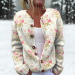 Jessie | Cardigan chiné à boutons de rose