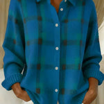 Kelsey | Cardigan tricot brossé à carreaux