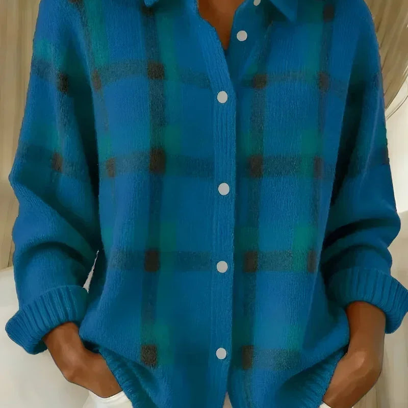 Kelsey | Cardigan tricot brossé à carreaux