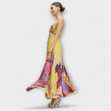 Kiara - Robe longue à imprimé ikat éclatant