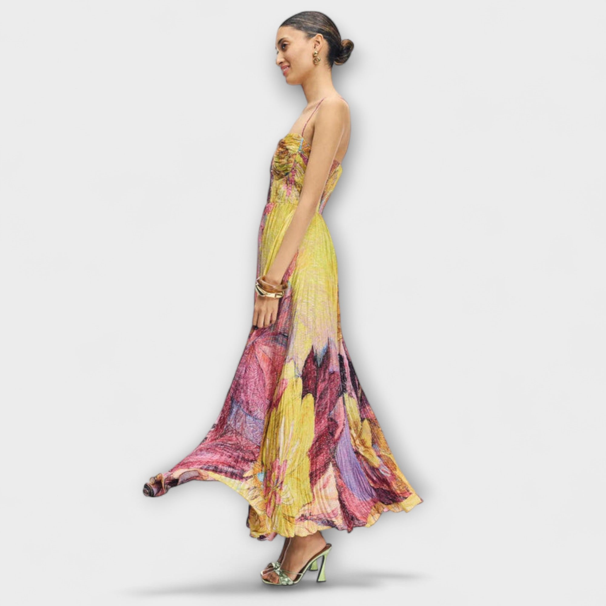 Kiara - Robe longue à imprimé ikat éclatant