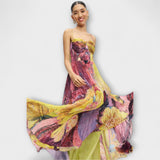 Kiara - Robe longue à imprimé ikat éclatant