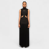 Kristen - Robe longue à pli et découpe en goutte