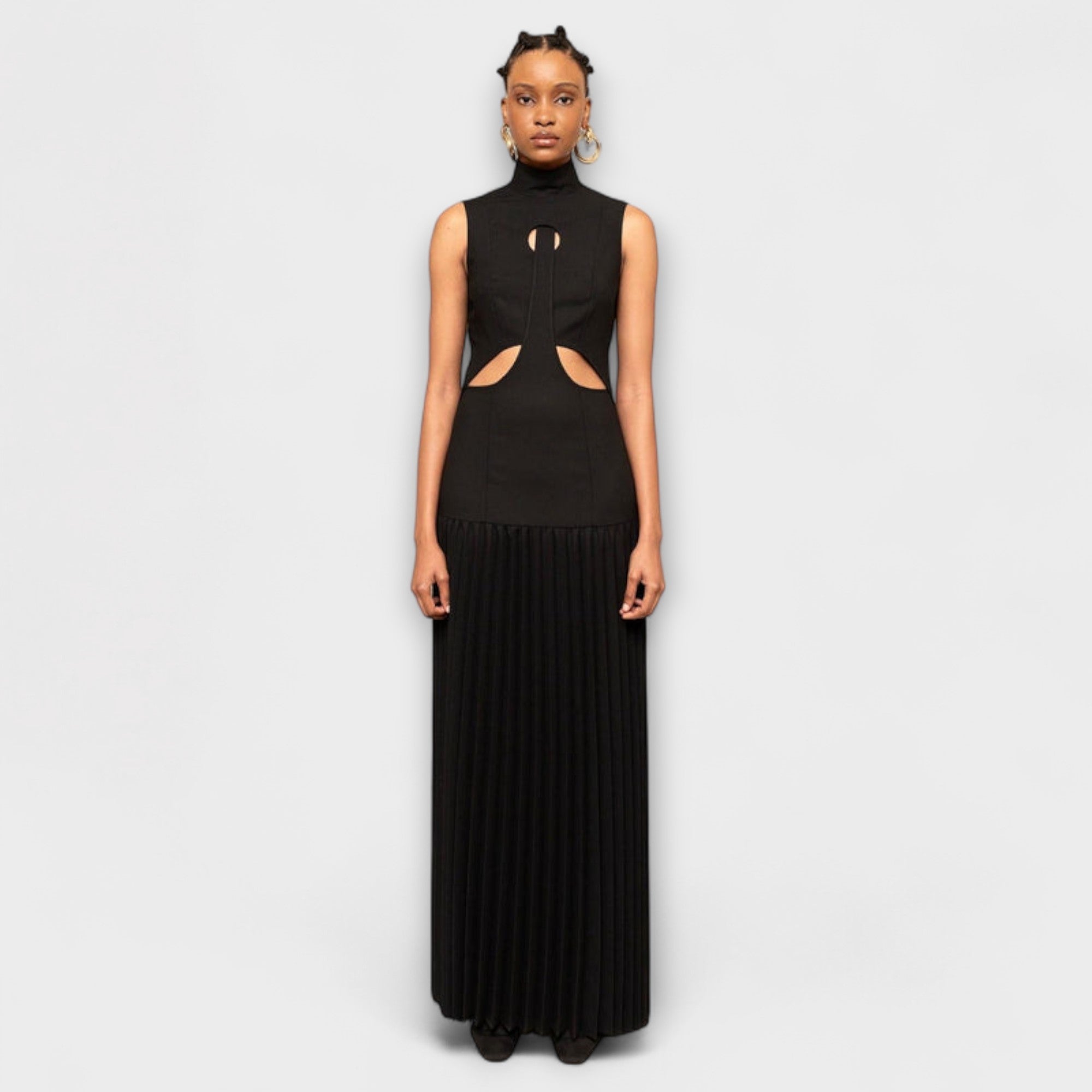 Kristen - Robe longue à pli et découpe en goutte