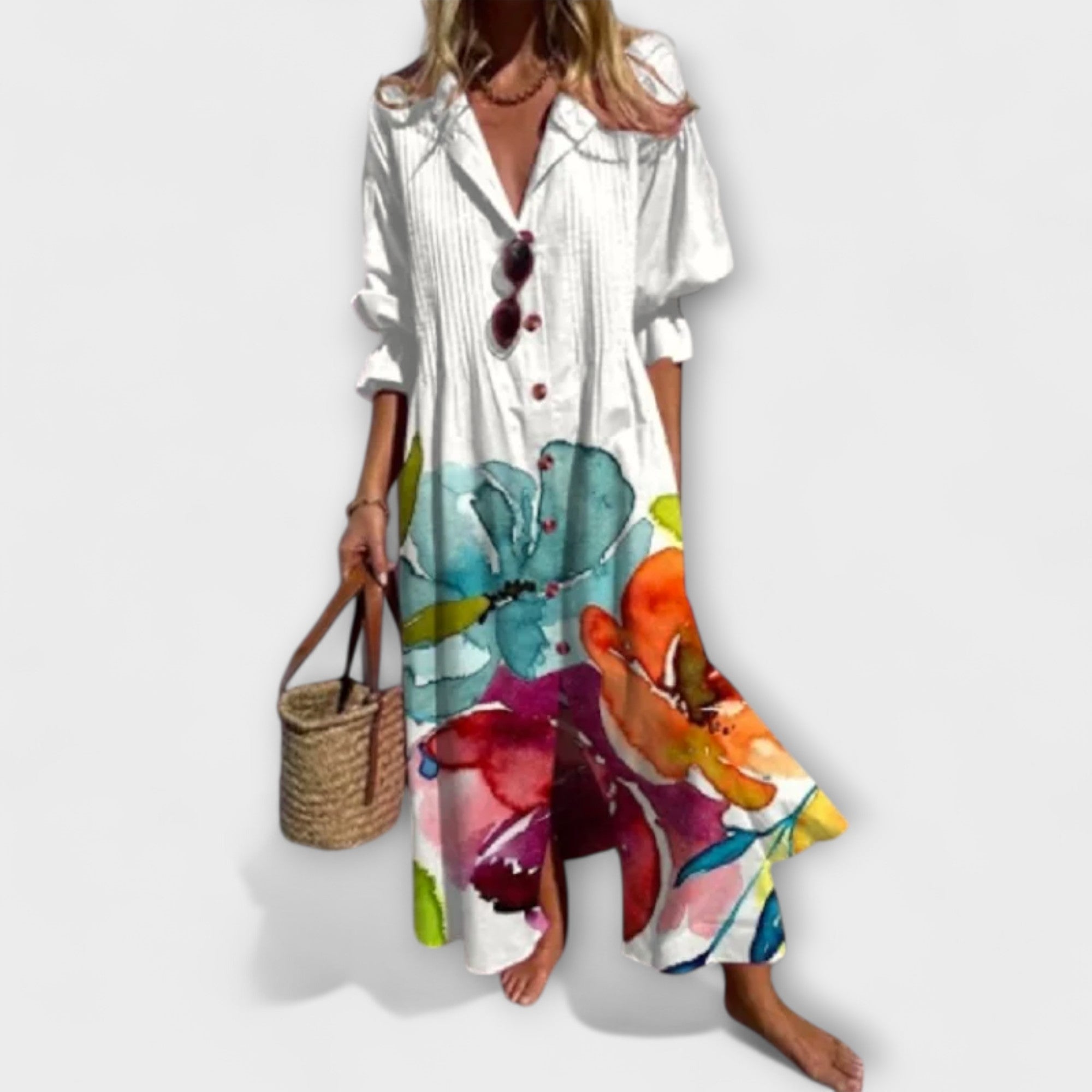 Lila - Robe longue flatteuse, effet ventre plat