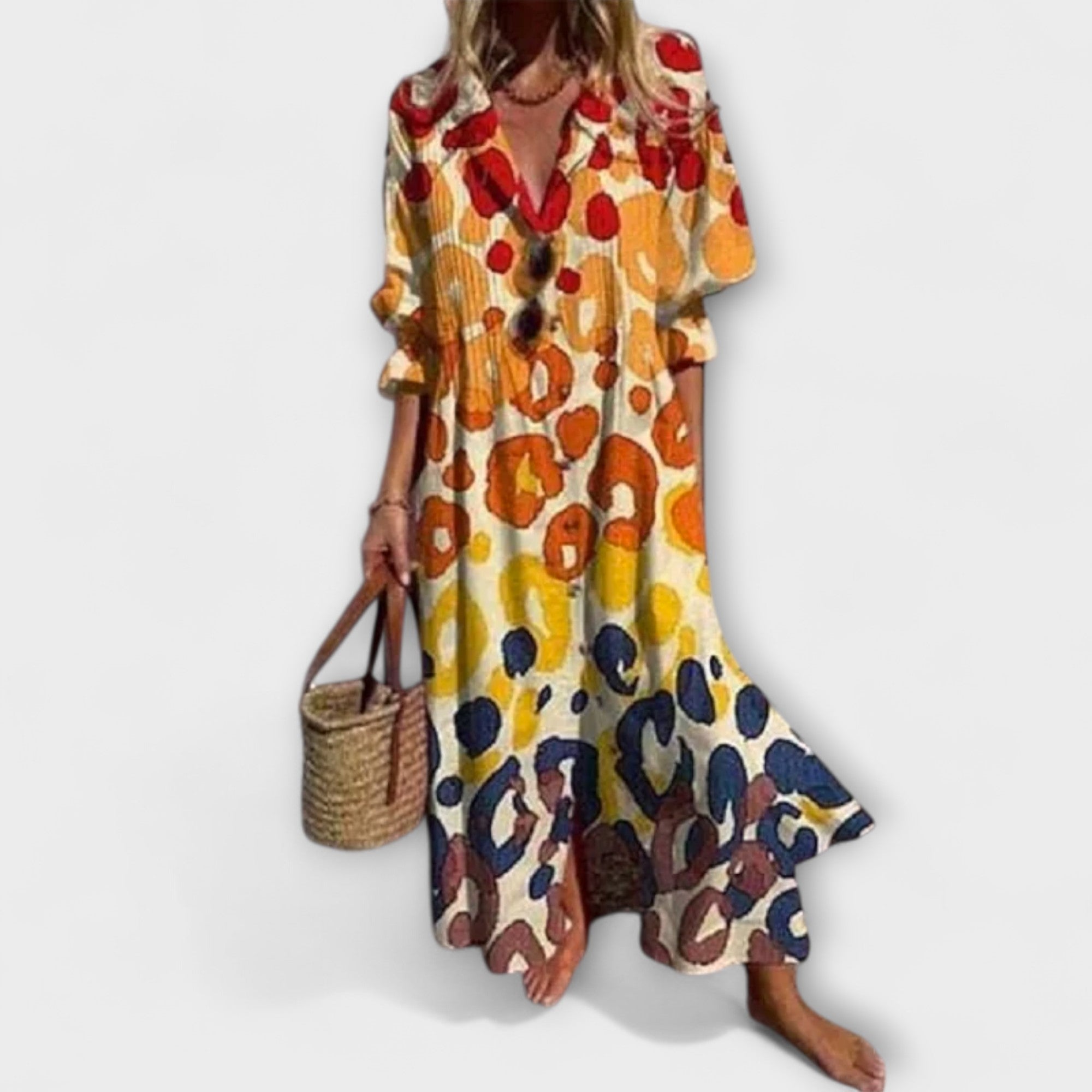 Lila - Robe longue flatteuse, effet ventre plat