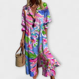Lila - Robe longue flatteuse, effet ventre plat