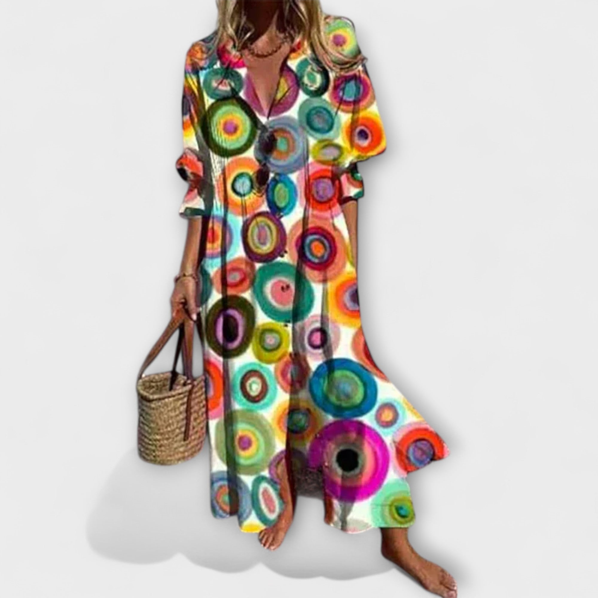 Lila - Robe longue flatteuse, effet ventre plat