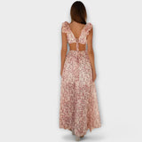 Lilou - Robe longue à volants et fente