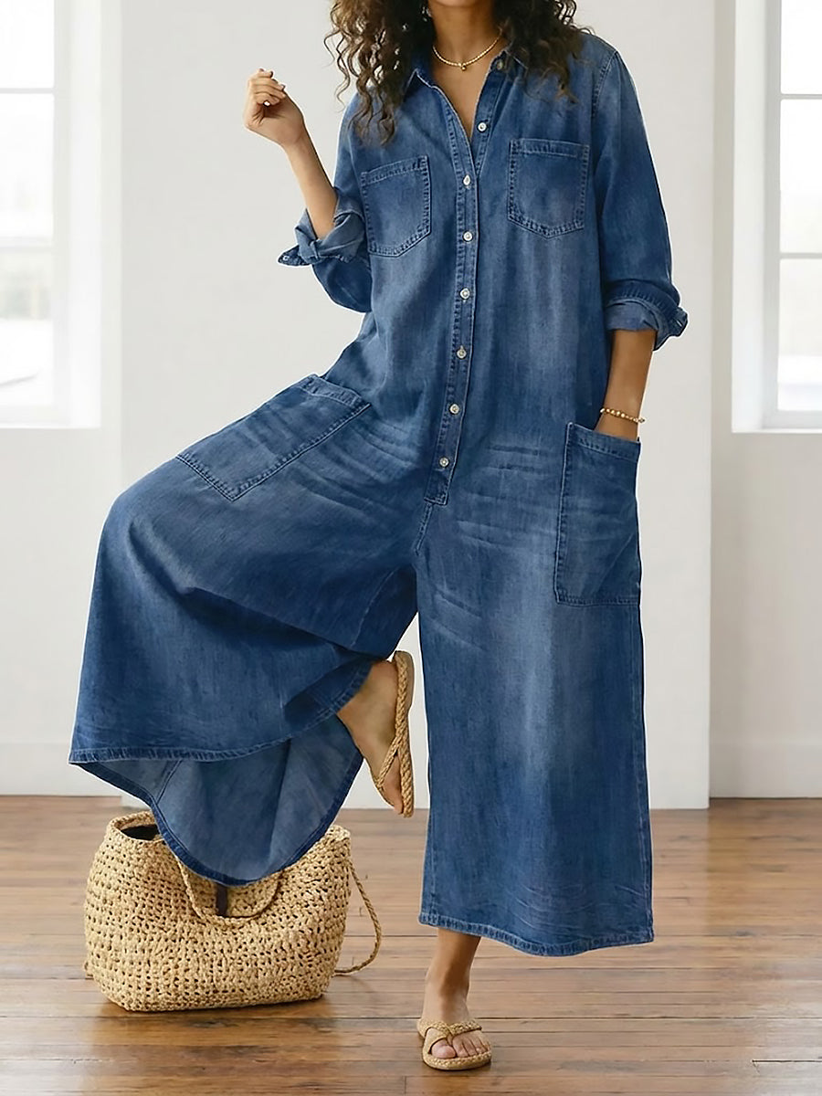 Lily - Combinaison en coton effet denim