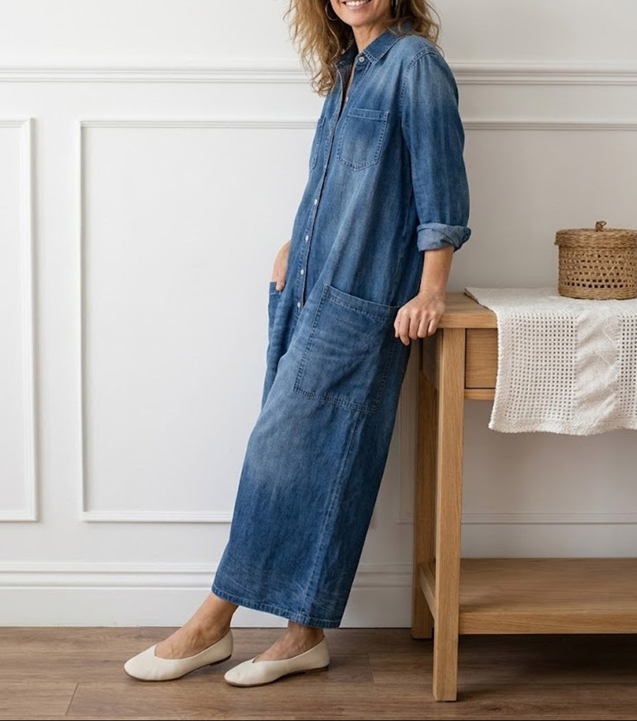 Lily - Combinaison en coton effet denim