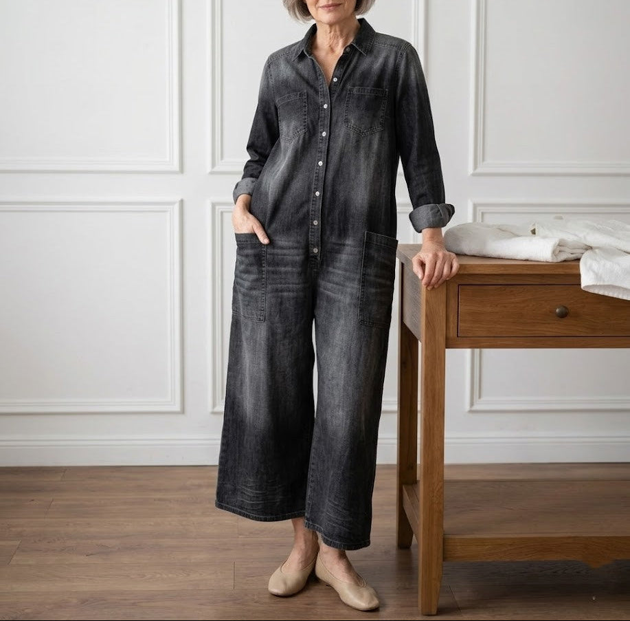 Lily - Combinaison en coton effet denim