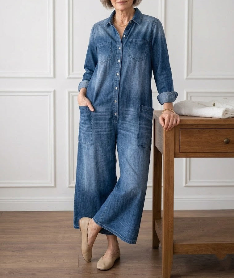 Lily - Combinaison en coton effet denim