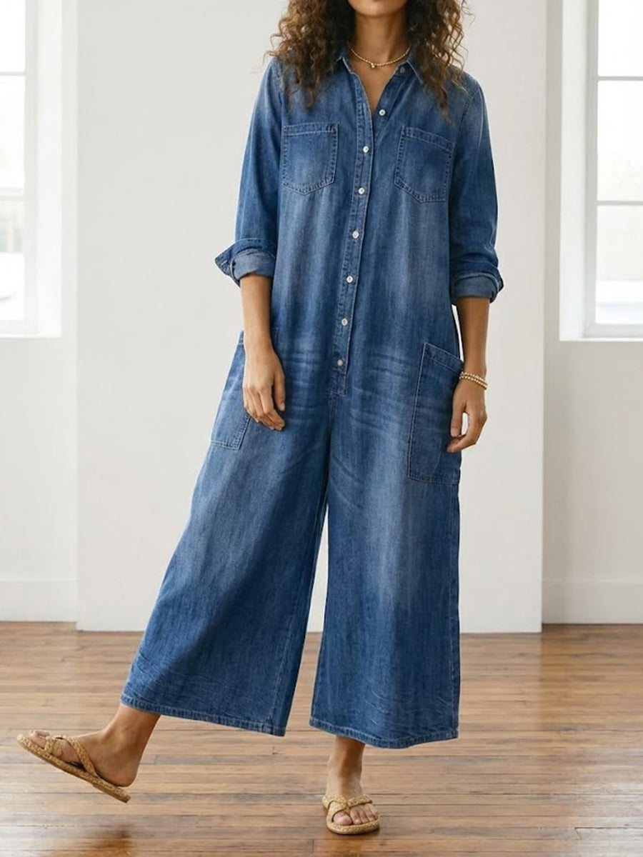 Lily - Combinaison en coton effet denim