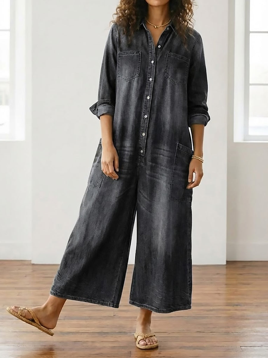 Lily - Combinaison en coton effet denim