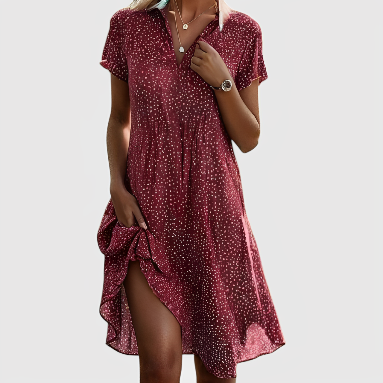 Lina | Robe midi à manches courtes