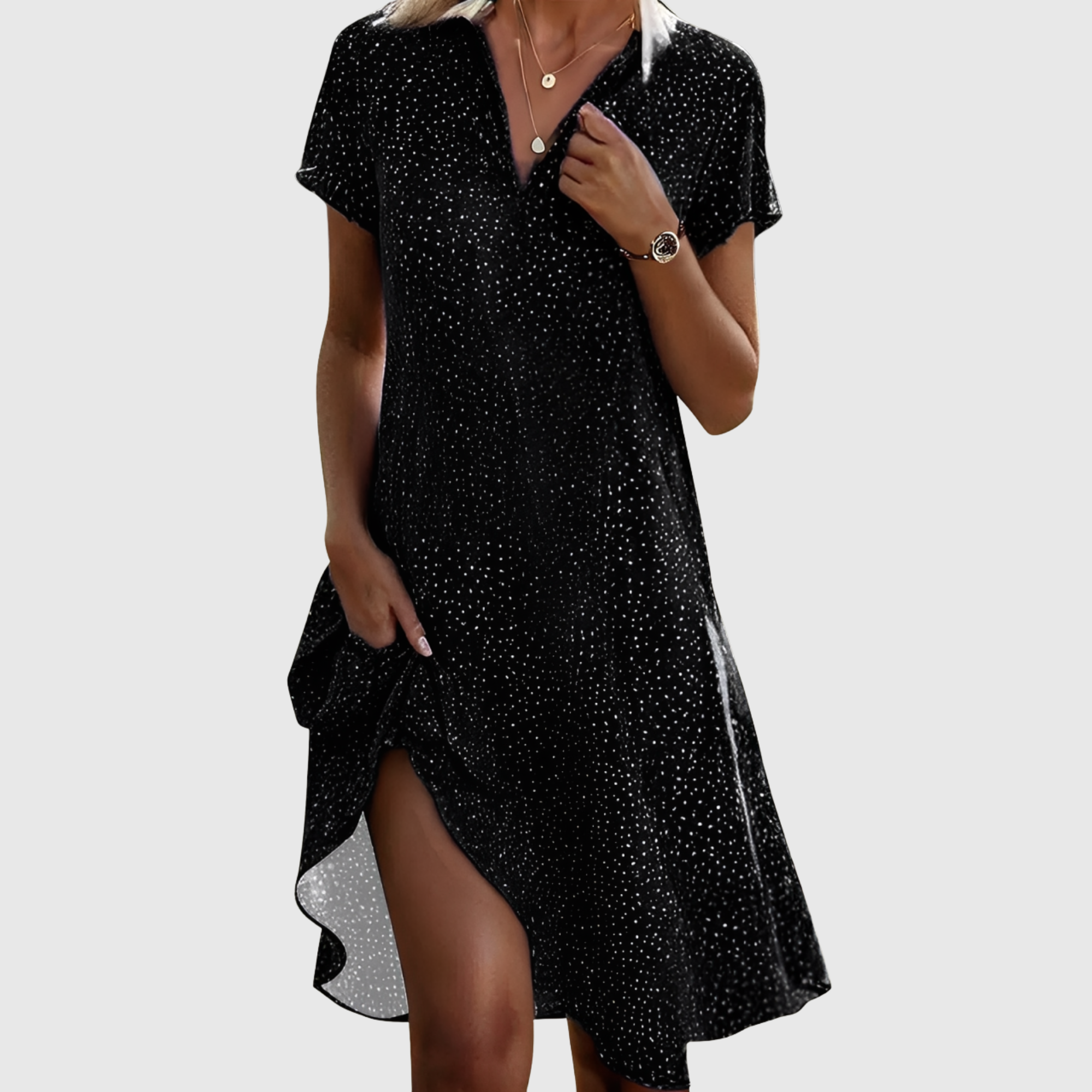 Lina | Robe midi à manches courtes