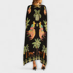 Linda - Robe épaules dénudées à épaule asymétrique et imprimé palmiers