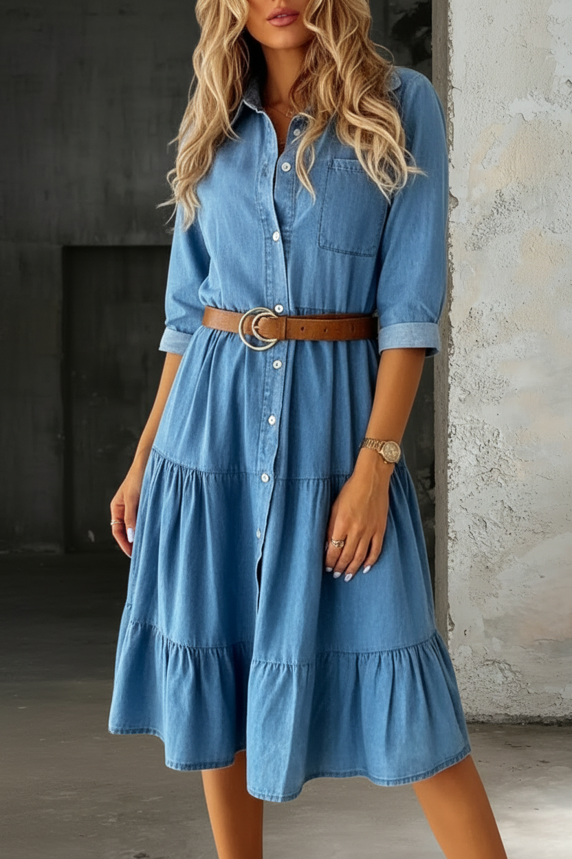 Louisa - Robe en denim chic décontracté