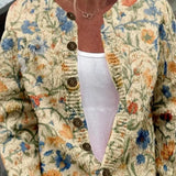 Yolande | Cardigan crème à imprimé fleuri