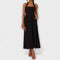 Lydia - Robe mi-longue noire à col halter et détail taille