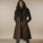 Manteau long en suédine