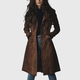 Manteau long en suédine