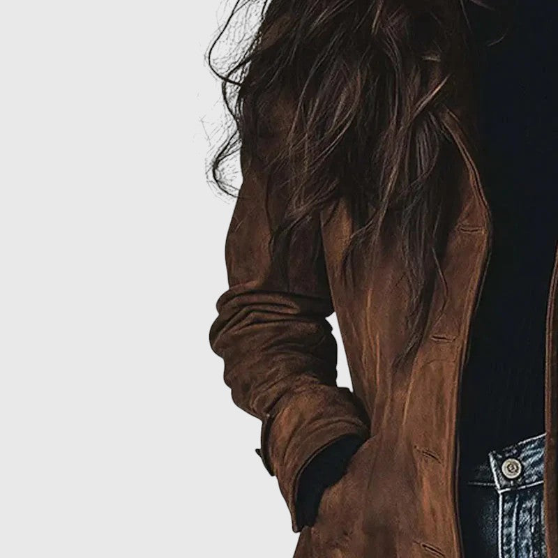 Manteau long en suédine