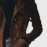 Manteau long en suédine