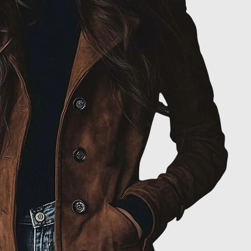 Manteau long en suédine