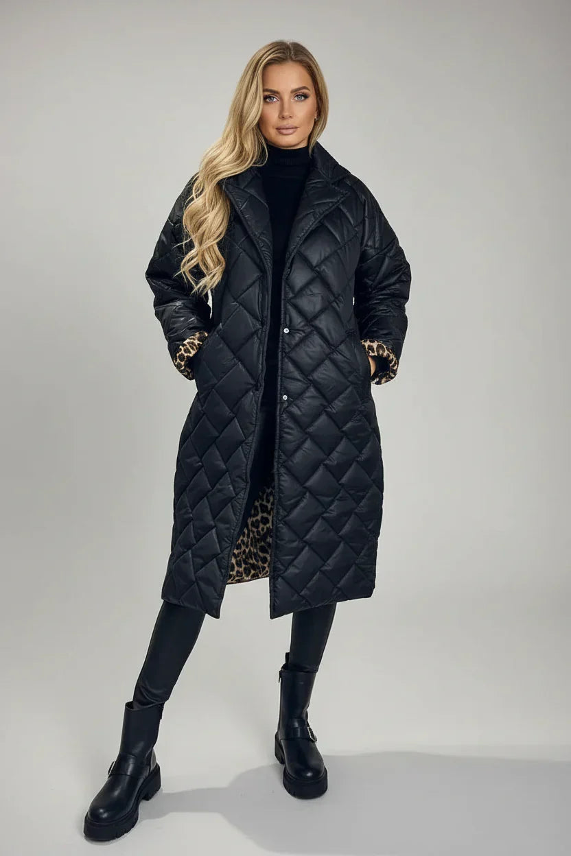 Manteau matelassé premium à doublure imprimé léopard
