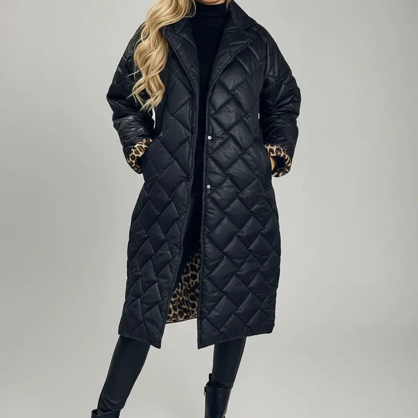 Manteau matelassé premium à doublure imprimé léopard