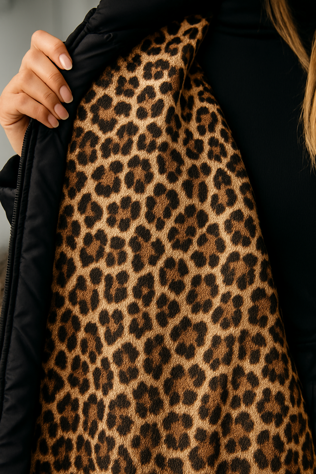 Manteau matelassé premium à doublure imprimé léopard