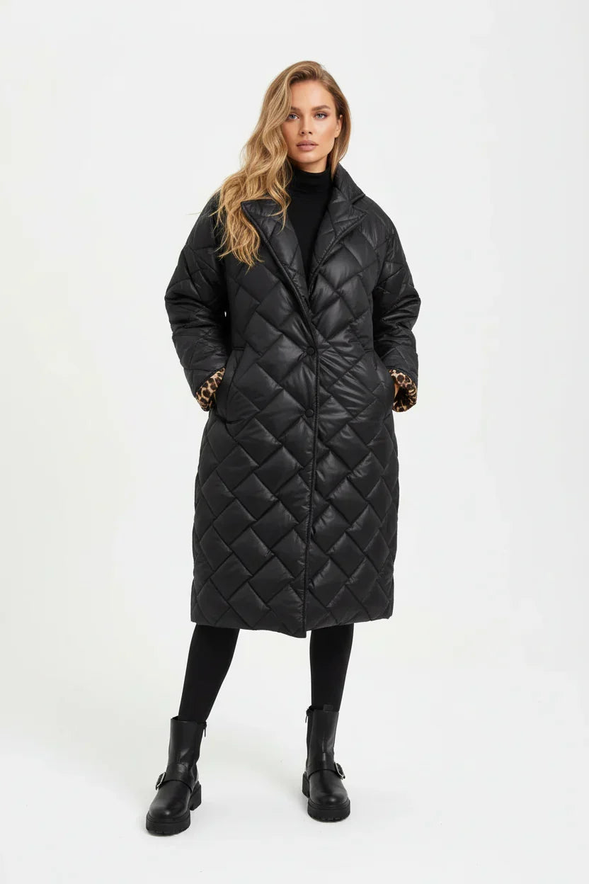 Manteau matelassé premium à doublure imprimé léopard