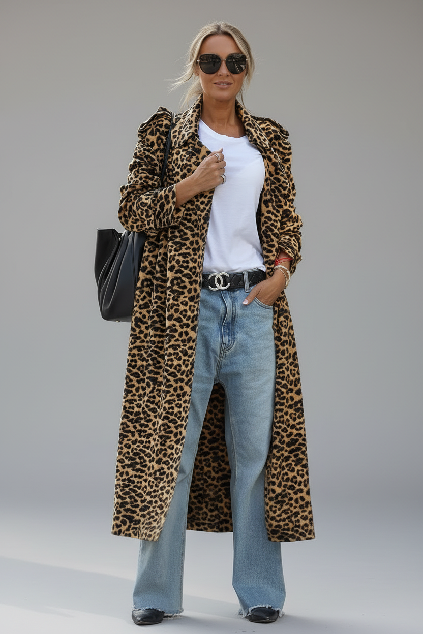 Manteau midi léopard