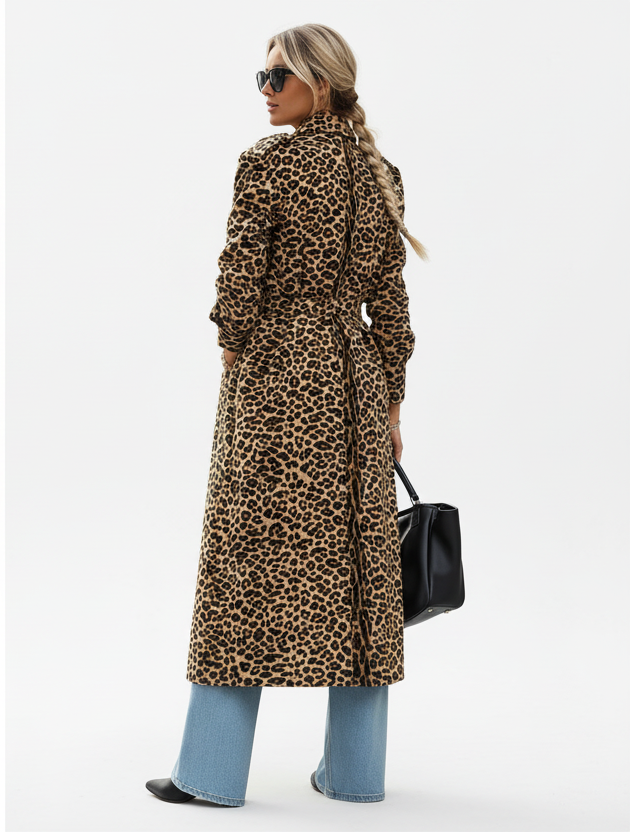 Manteau midi léopard