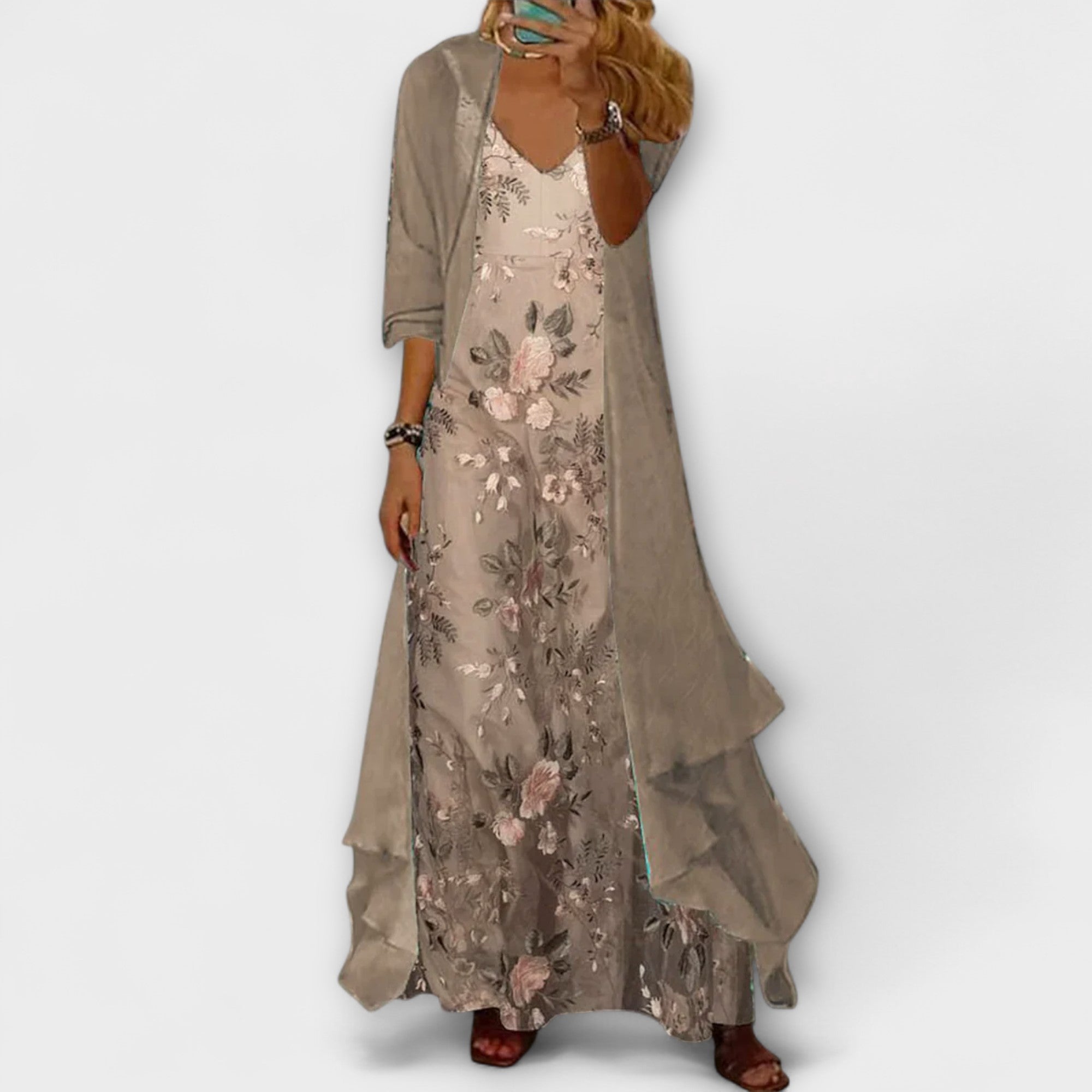 Mara - Robe longue avec veste (ensemble 2 pièces)