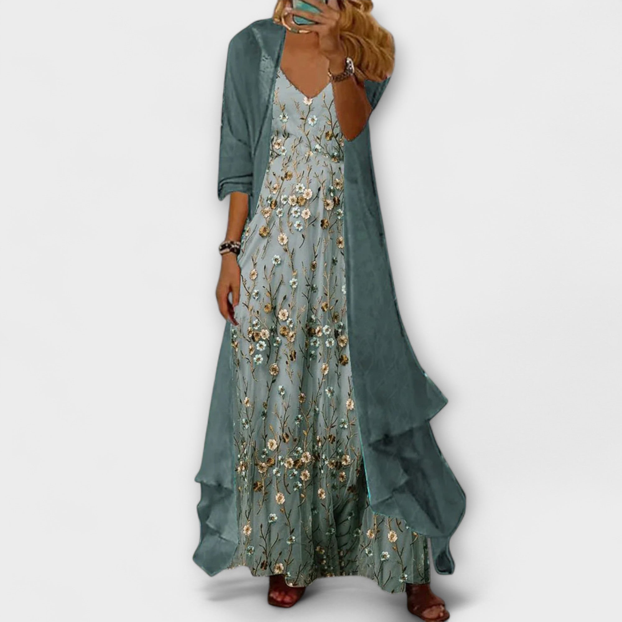Mara - Robe longue avec veste (ensemble 2 pièces)