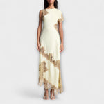 Margaret - Robe longue en satin à touches de dentelle