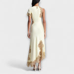 Margaret - Robe longue en satin à touches de dentelle