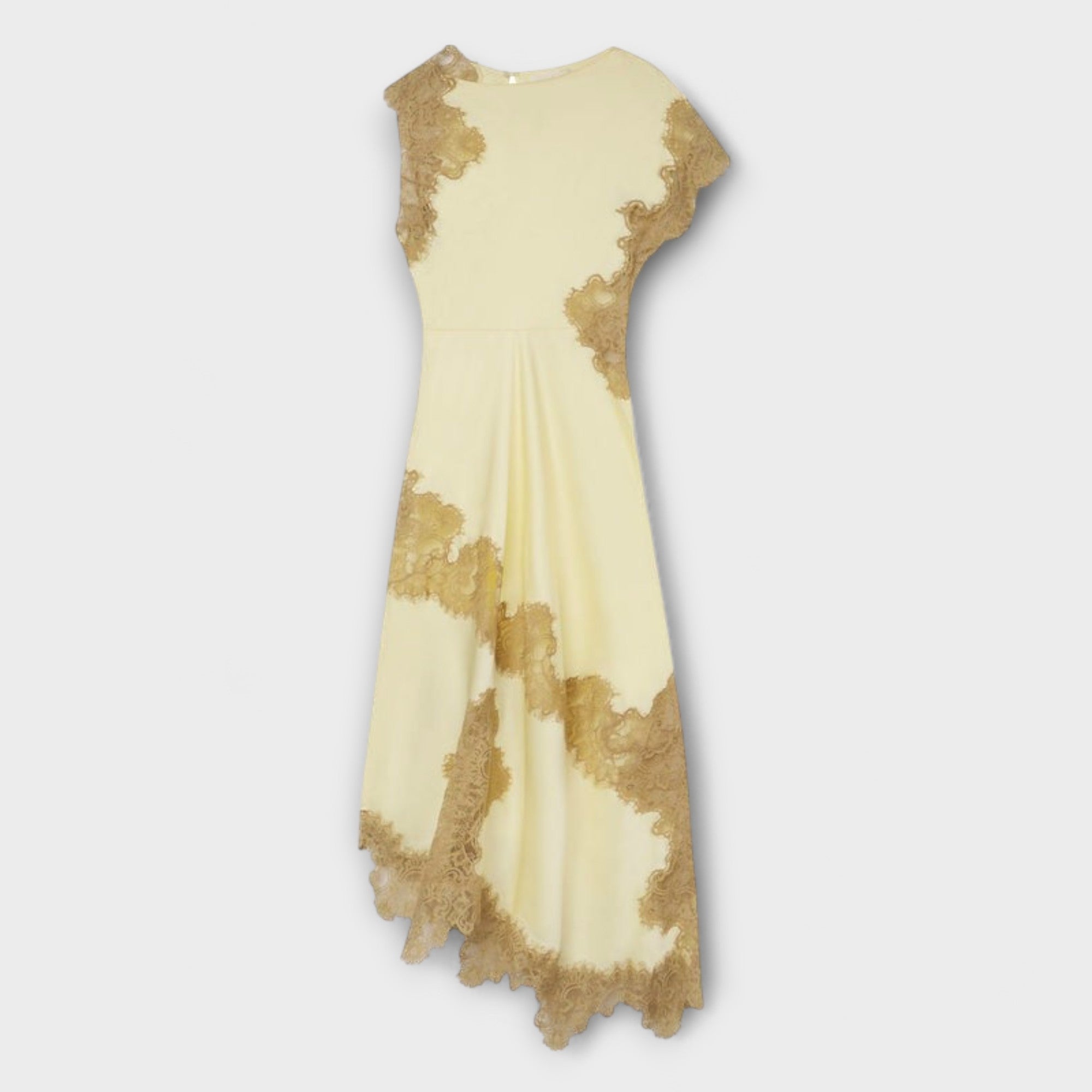 Margaret - Robe longue en satin à touches de dentelle