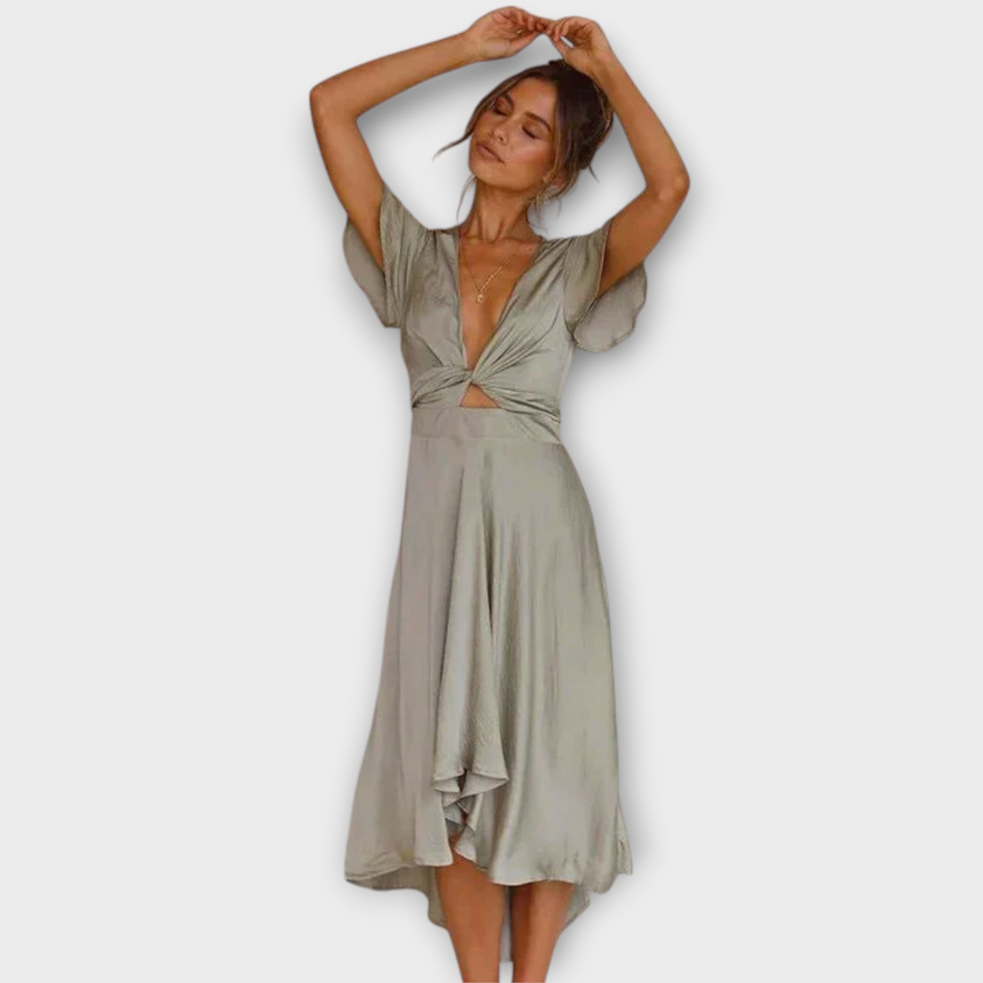 Margret - Robe midi élégante à encolure en V