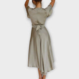 Margret - Robe midi élégante à encolure en V