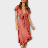 Margret - Robe midi élégante à encolure en V