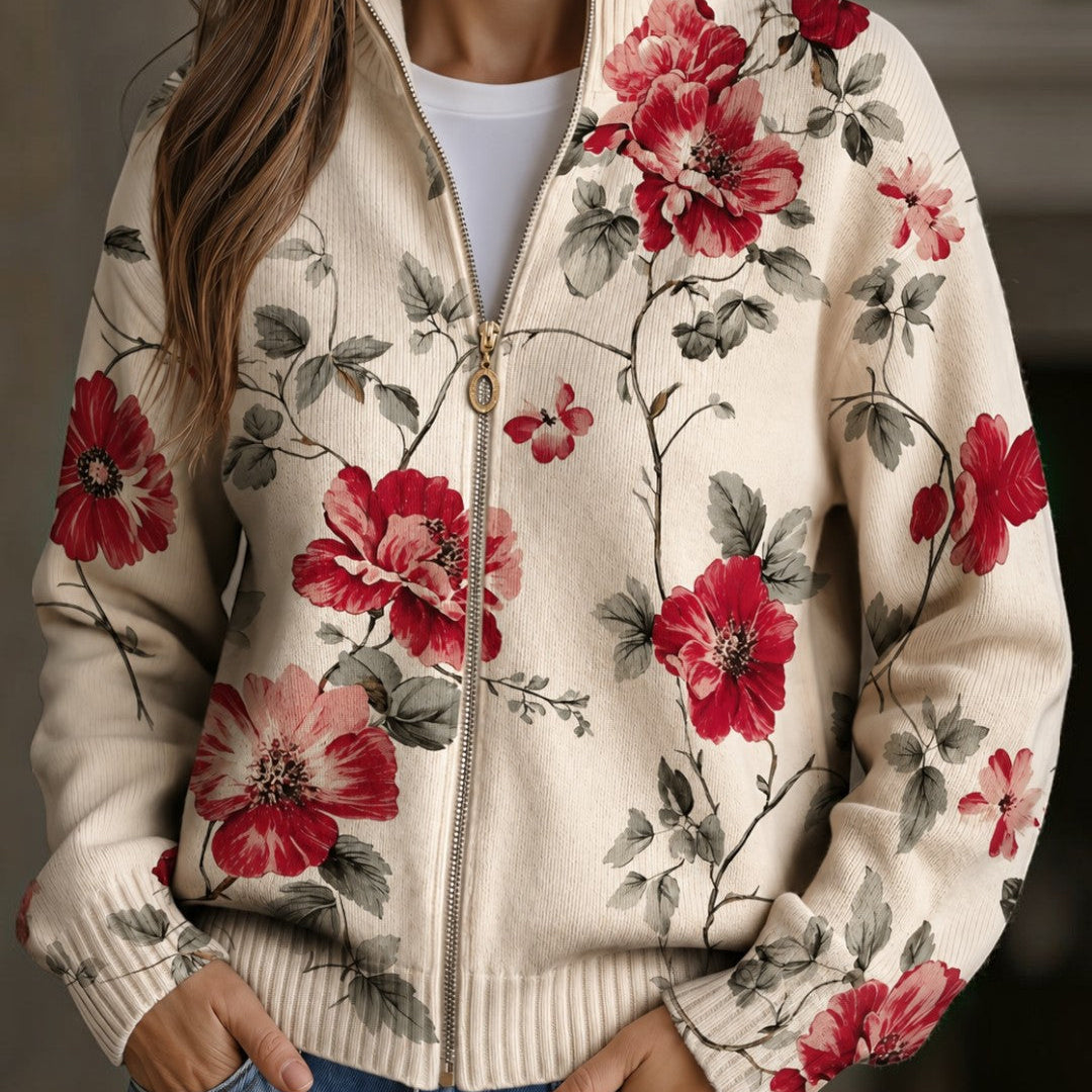 Marguerite | Cardigan à motif de roses vintage