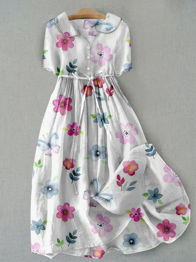 Maria | Robe fleurie à taille ajustable et lacets